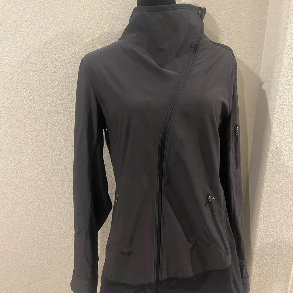 Women's Black Asymmetrical Zip Jacket